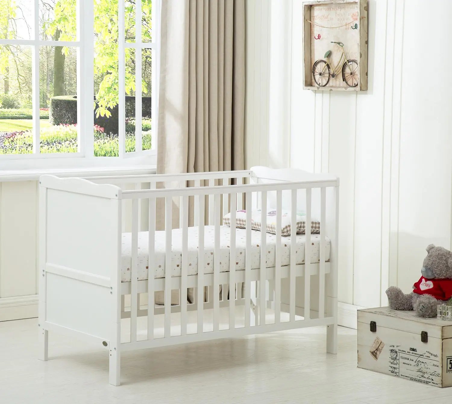Wooden Baby Cot Bed "Orlando" & Water repellent Mattress